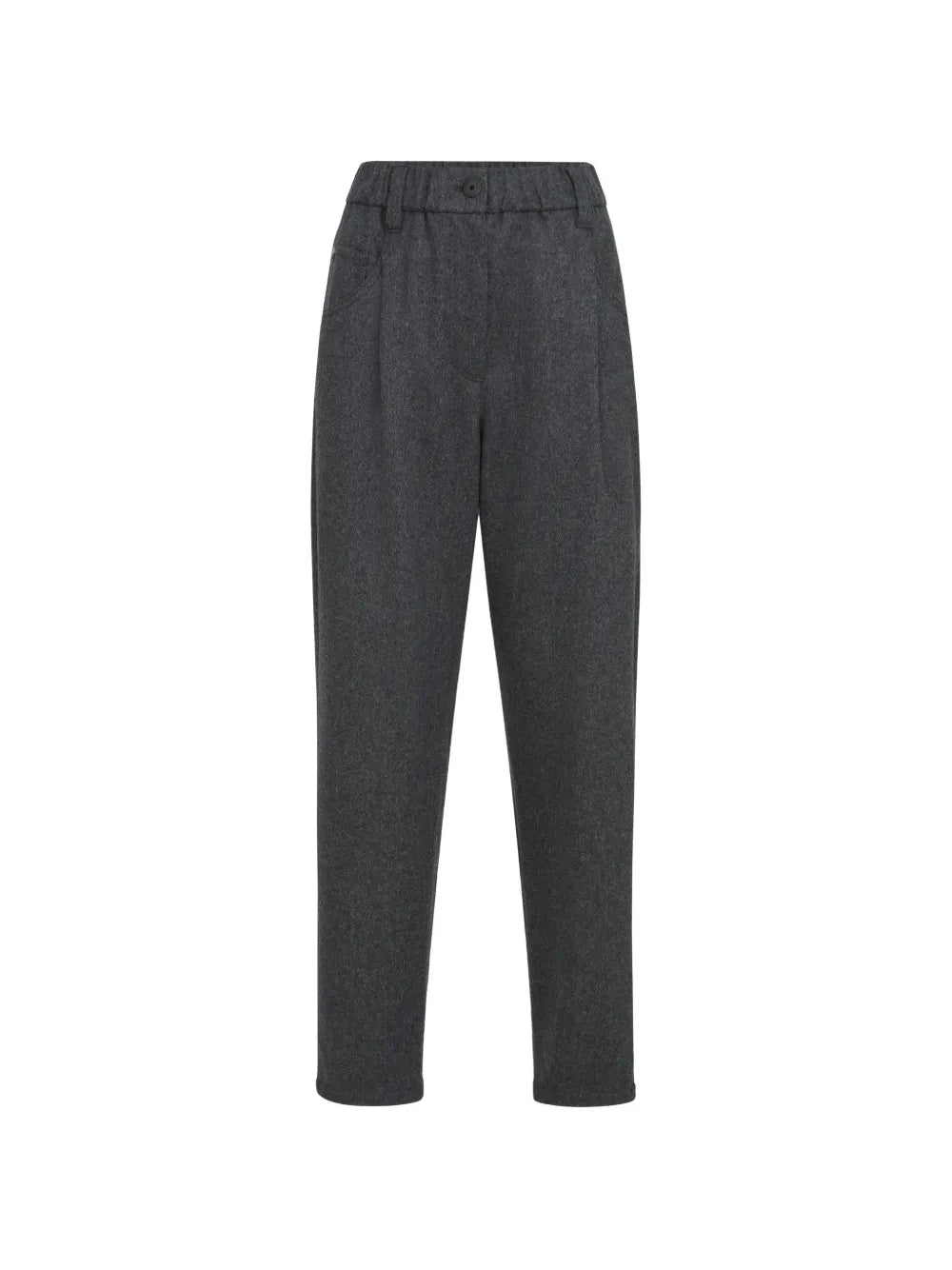 Brunello Cucinelli Wool Tapered Trousers — Charcoal