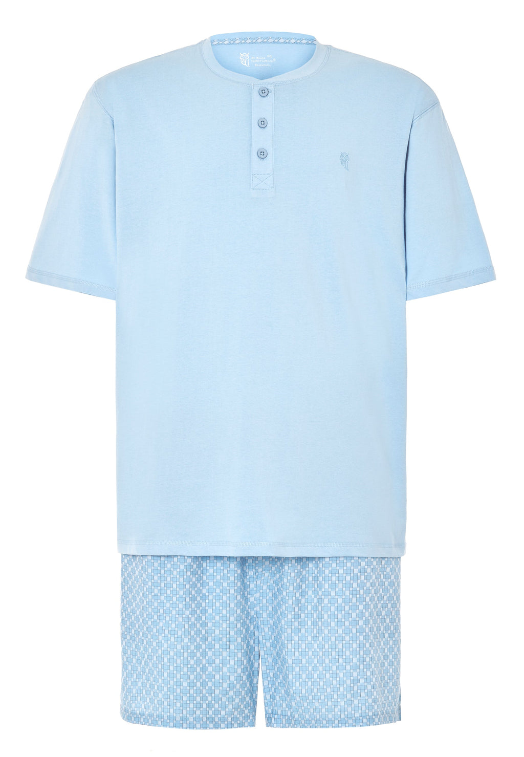 Pijama Hombre Verano Corto Tapeta Algodón Punto Liso Tela Estampado - Azul 3607_30