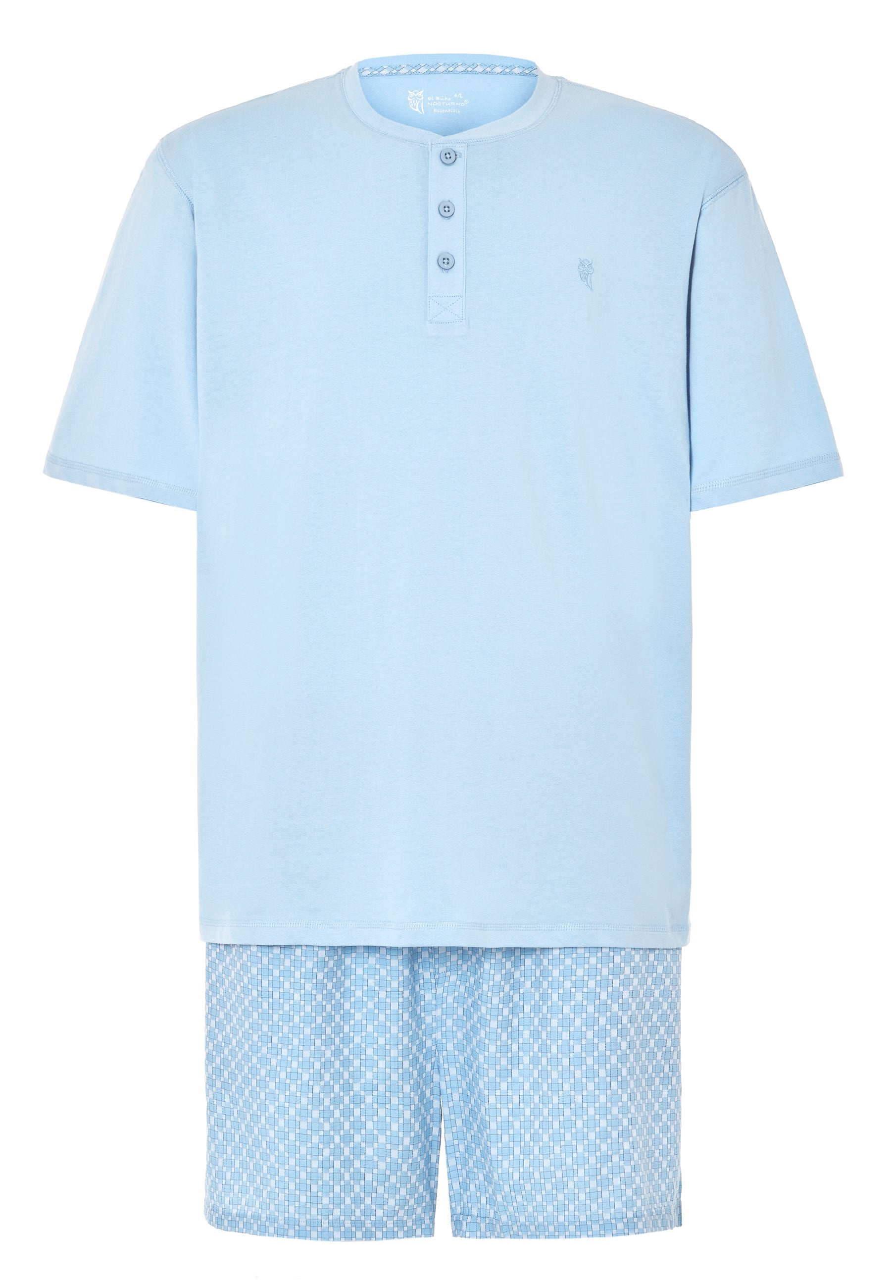 Pijama Hombre Verano Corto Tapeta Algodón Punto Liso Tela Estampado - Azul 3607_30