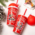 Taza de 20 oz. personalizada con iniciales de reno y copo de nieve, tapa a juego con gorro de Papá Noel y nombre Fiesta de Navidad Regalo para la familia Niños