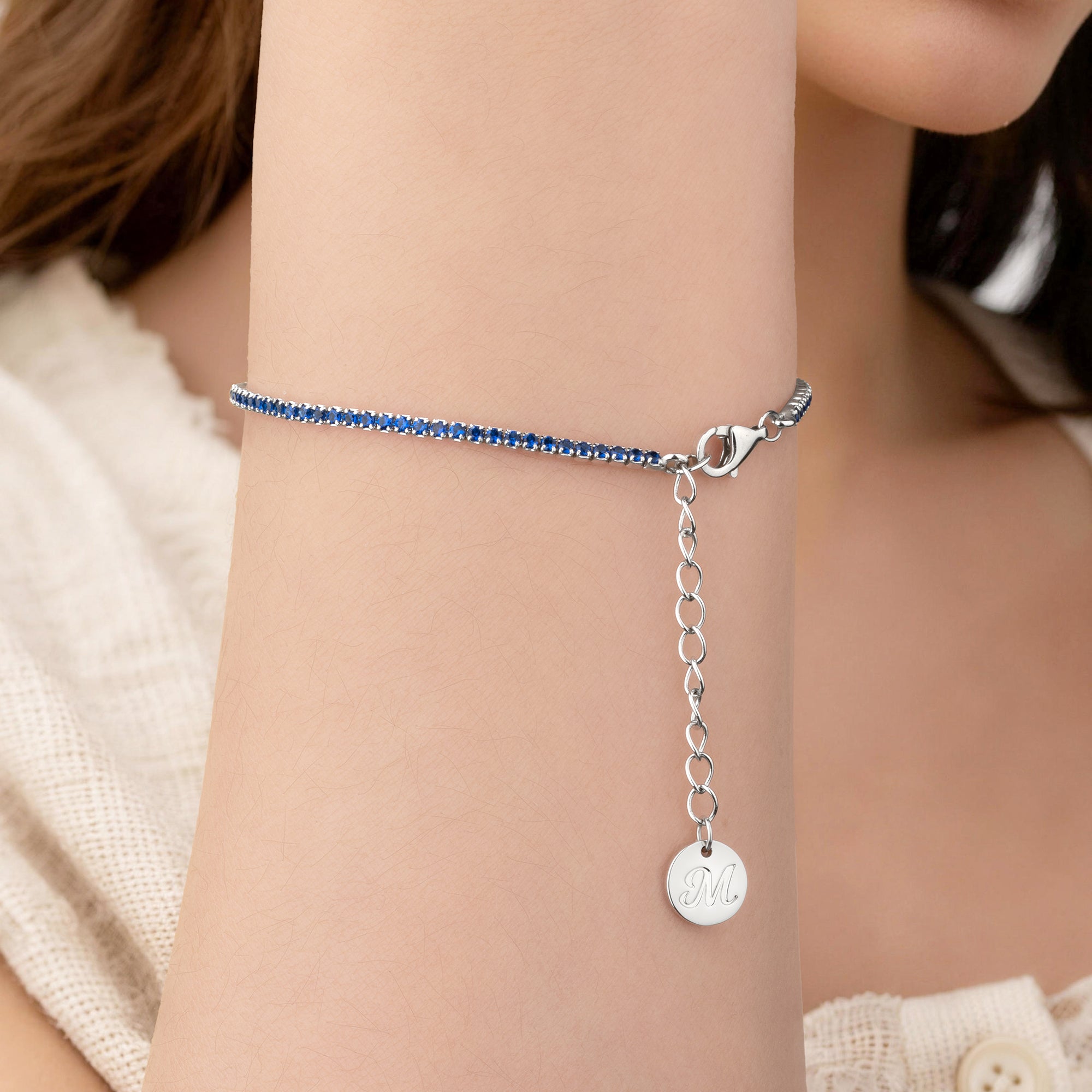 Personalizada estilo minimalista inicial encanto de plata esterlina pulsera de tenis delicada joyería cumpleaños aniversario regalo para las mujeres amantes del tenis