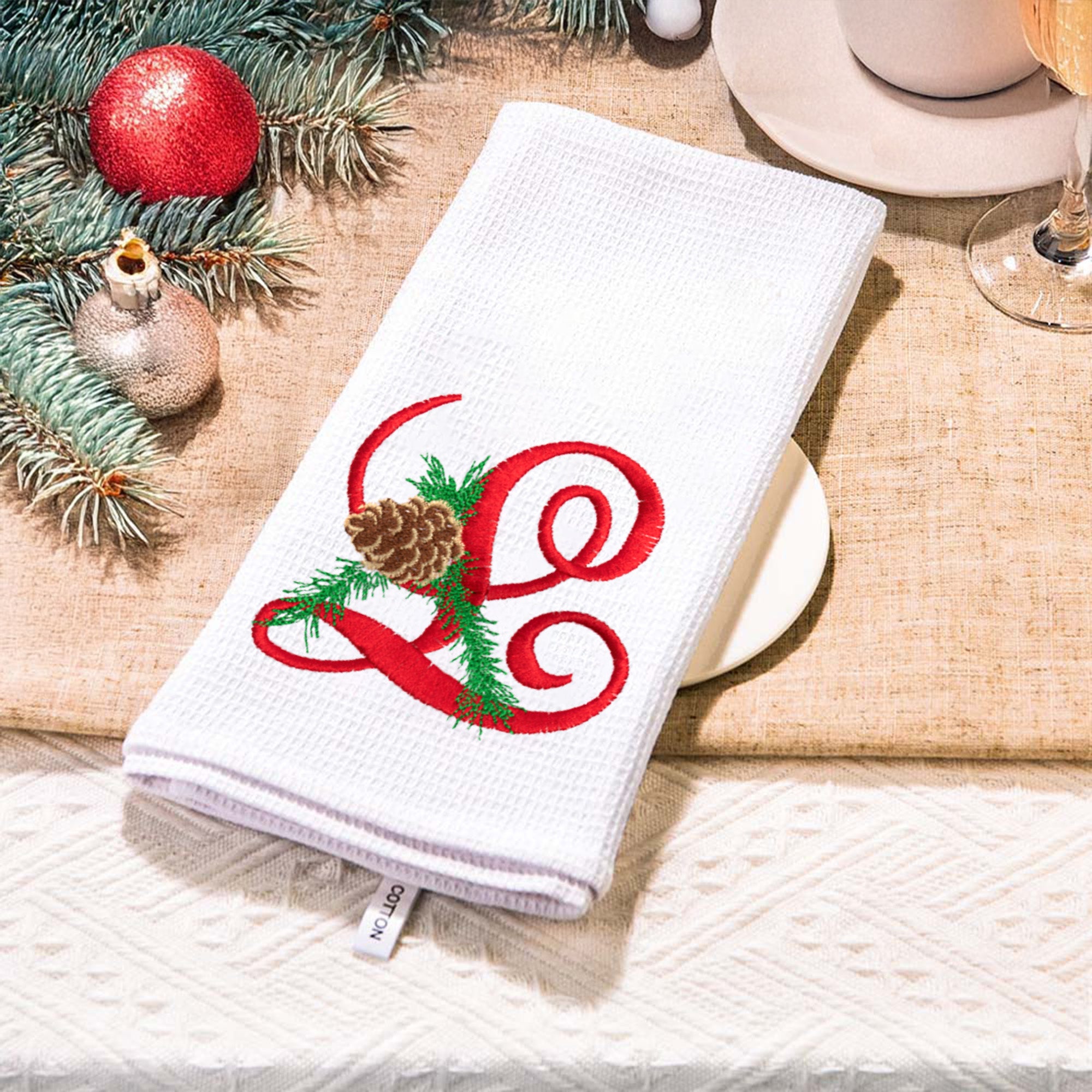 Toalla de cocina personalizada bordada con monograma navideño 100% algodón Artículos de cocina Regalo de Navidad para la familia Chefs