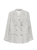 Peserico Double-Breasted Linen Blazer — Light Grey