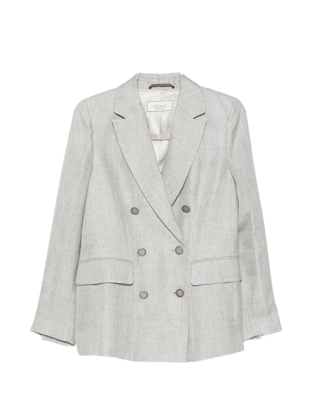 Peserico Double-Breasted Linen Blazer — Light Grey