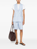 Peserico Check-Pattern Linen Vest — light blue