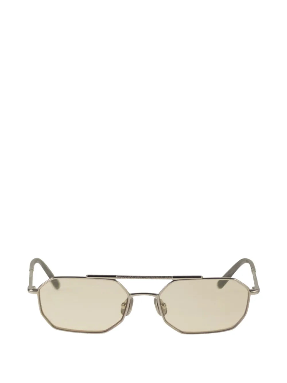 Brunello Cucinelli Geometric Titanium Sunglasses — Pale yellow