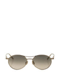 Brunello Cucinelli Titanium Round-Frame Sunglasses — Gold