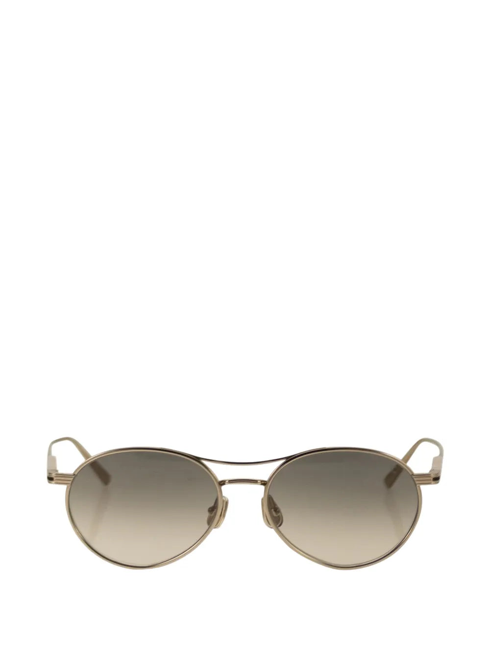 Brunello Cucinelli Titanium Round-Frame Sunglasses — Gold