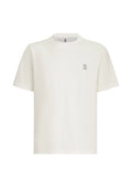 Brunello Cucinelli Logo-Embroidered Cotton Jersey T-Shirt — Off-white