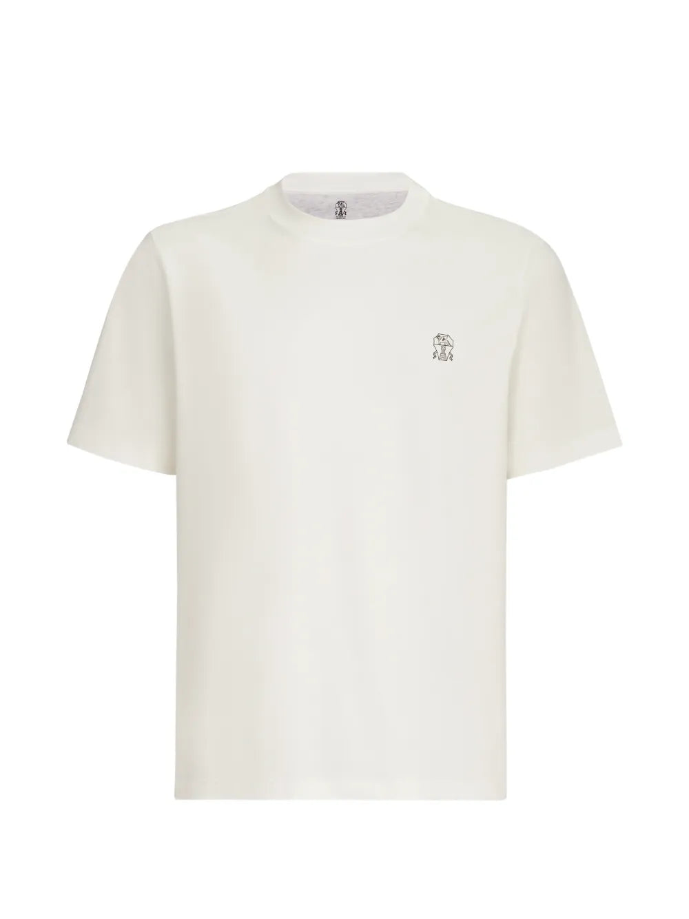 Brunello Cucinelli Logo-Embroidered Cotton Jersey T-Shirt — Off-white