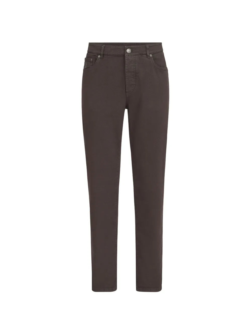 Brunello Cucinelli Garment-Dyed Cotton Trousers — brown