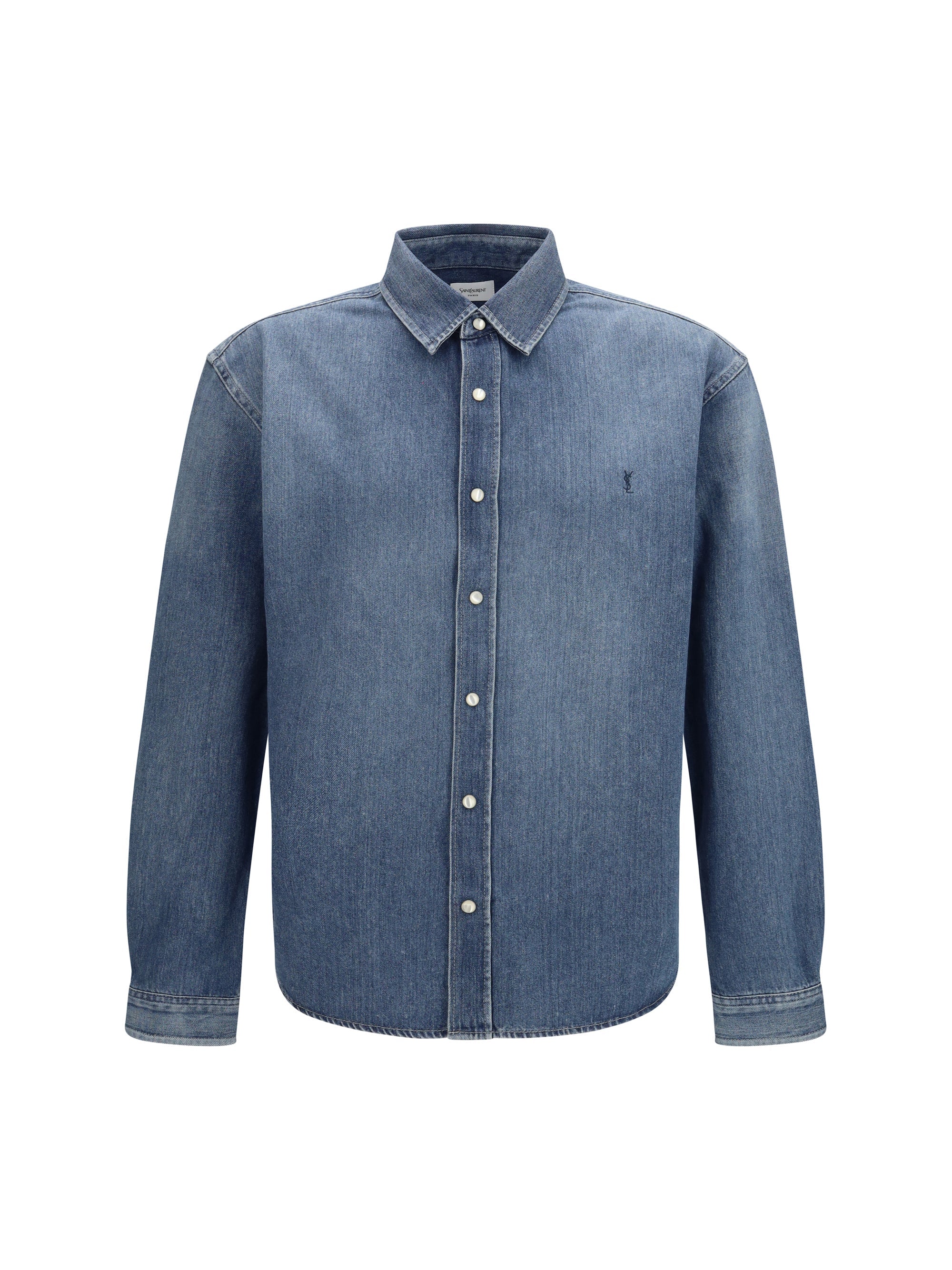 Saint Laurent 100% Cotton Denim Shirt — Blue