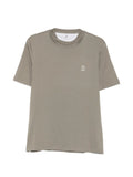Brunello Cucinelli Logo-Embroidered Cotton T-Shirt — Beige