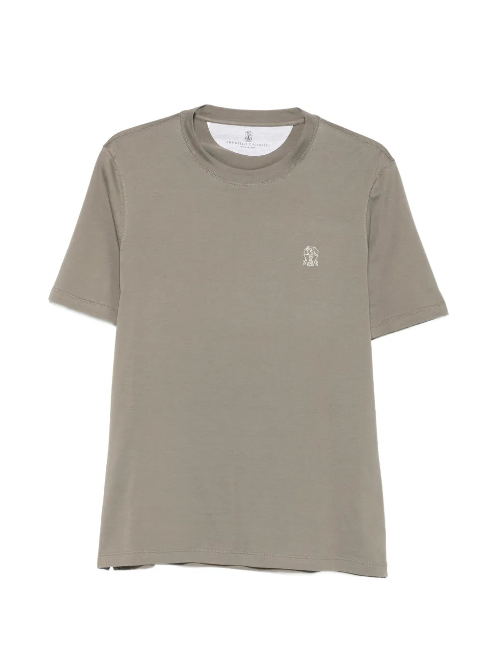 Brunello Cucinelli Logo-Embroidered Cotton T-Shirt — Beige