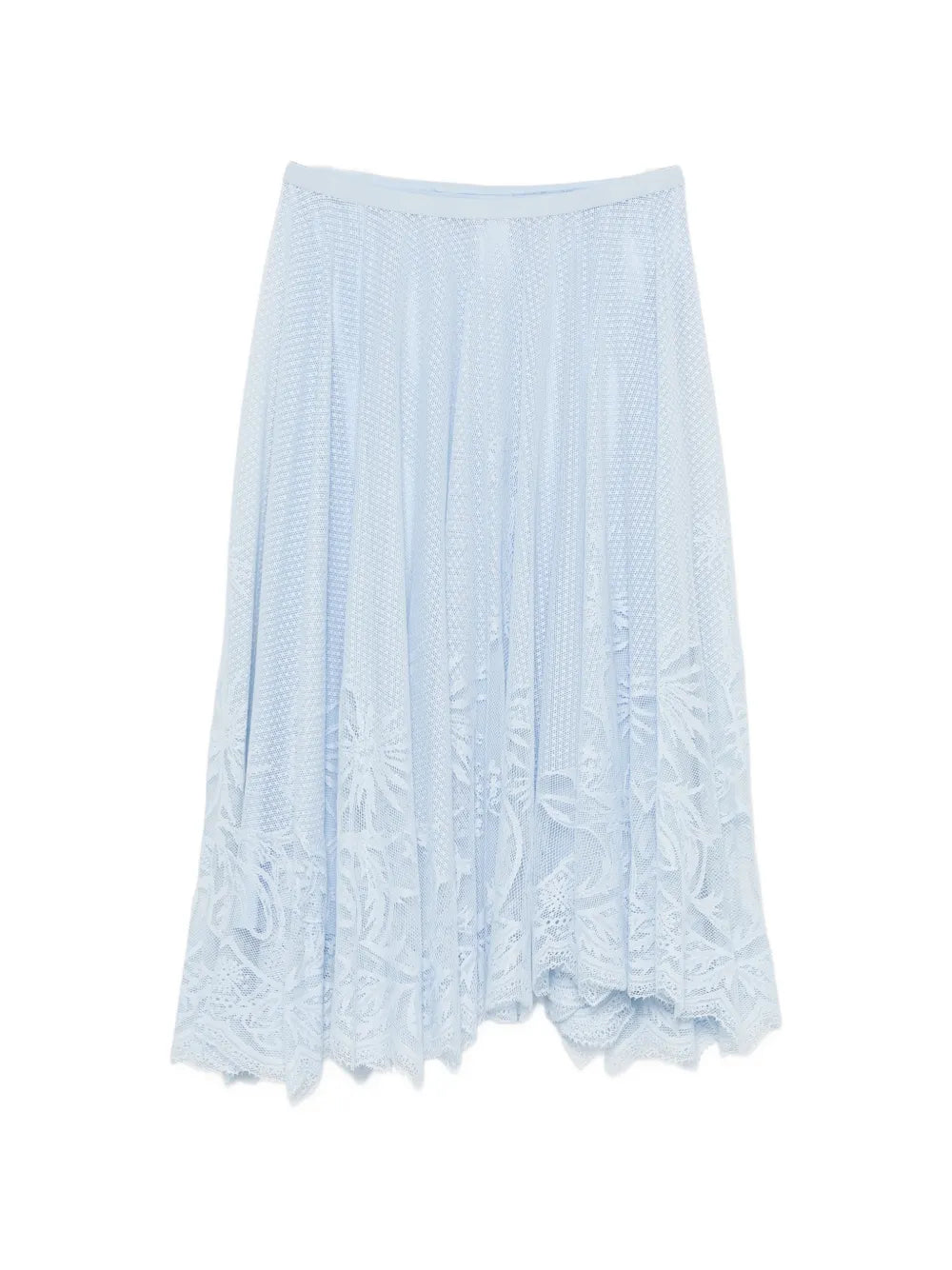 Fabiana Filippi Lace-Trimmed Pleated Skirt — Light Blue