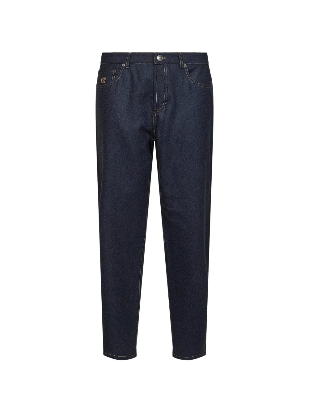 Brunello Cucinelli Virgin Wool Tapered Trousers — Navy