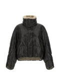 Brunello Cucinelli Lambskin and Shearling Down Jacket — Black