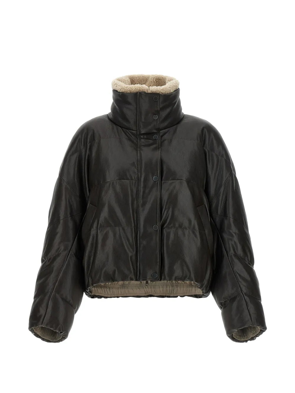 Brunello Cucinelli Lambskin and Shearling Down Jacket — Black