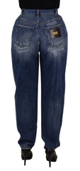 Women's Blue Washed High Waist Loose Fit Pants Cotton