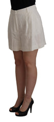 Women's White High Waist Culotte Cotton Shorts
