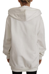 Women's White Hoodie Pullover Embroidered Sweater Cotton Clothing