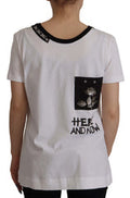 Women's White Slogan Print Round Neck Cotton T-Shirt