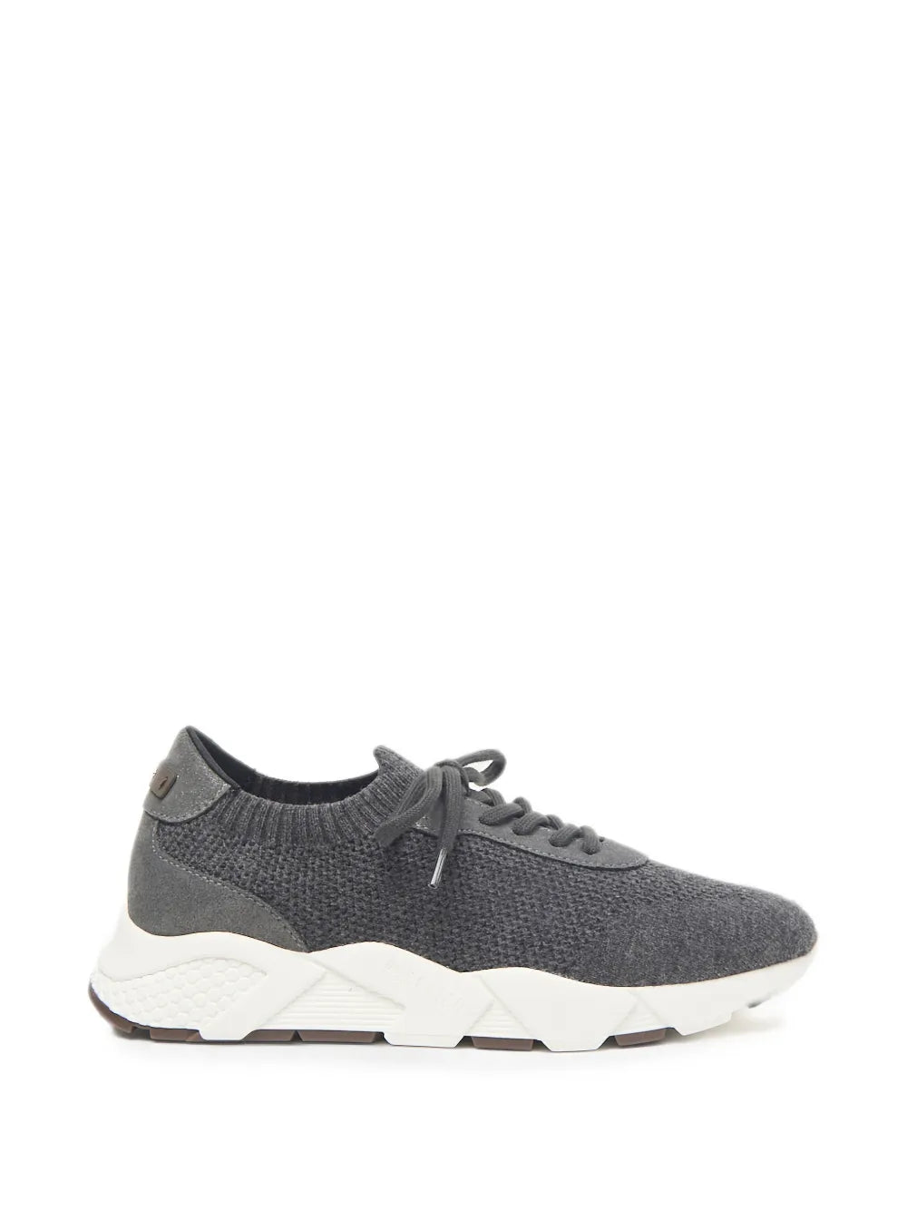 Peserico Knit Panelled Lace-Up Sneaker — Grey
