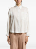 Peserico Vertical-Stripe Chest-Pocket Shirt — Beige