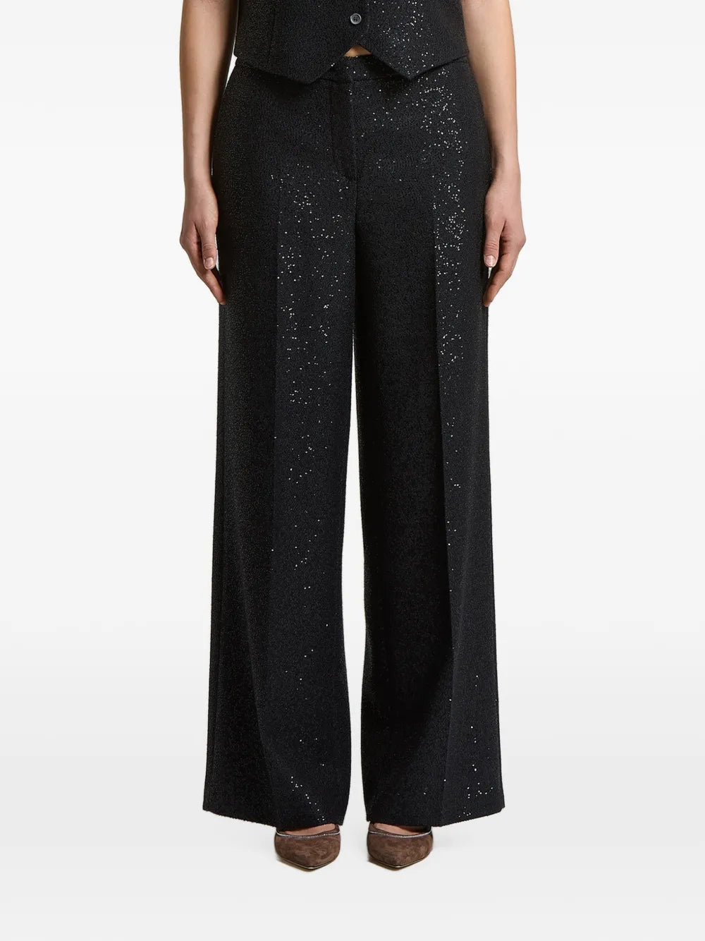 Peserico Sequin-Embellished Trousers — Black