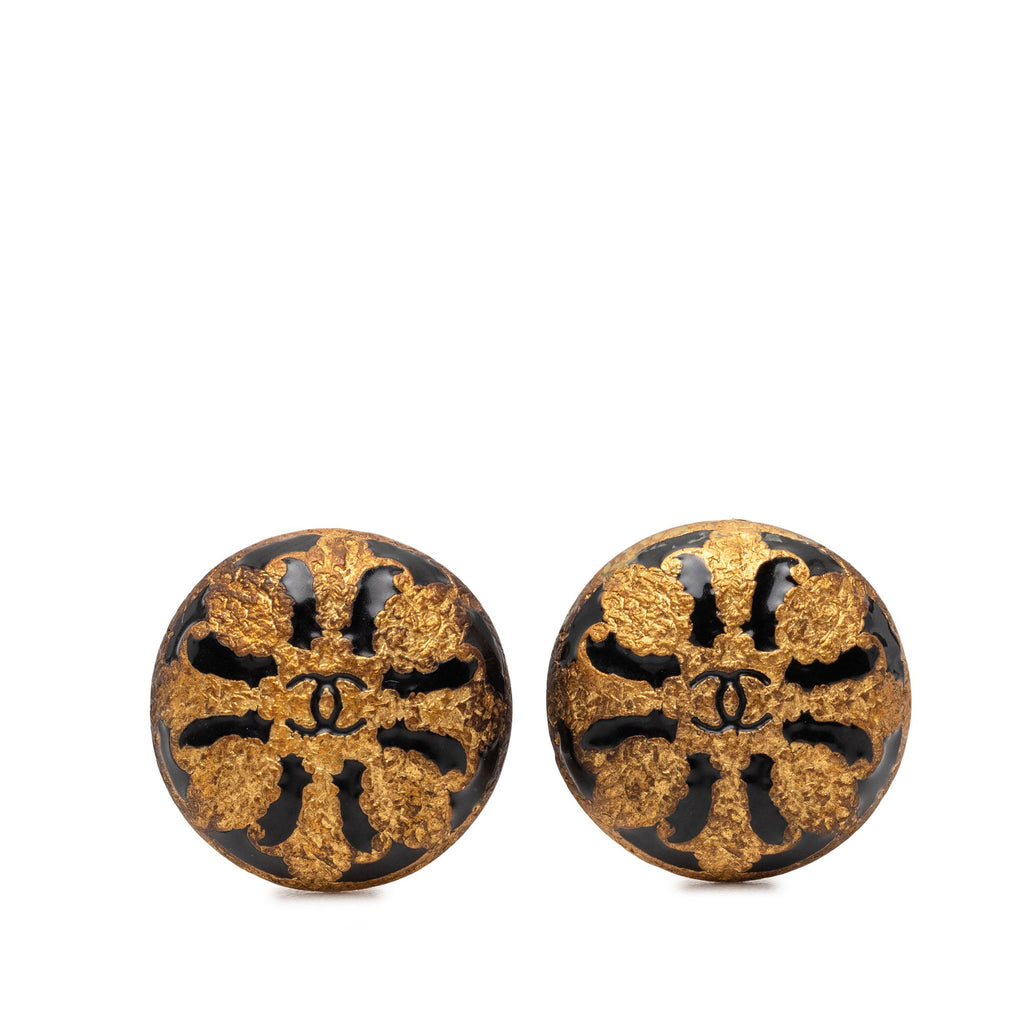 CC Gold Plated Enamel Clip On Earrings