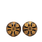 CC Gold Plated Enamel Clip On Earrings