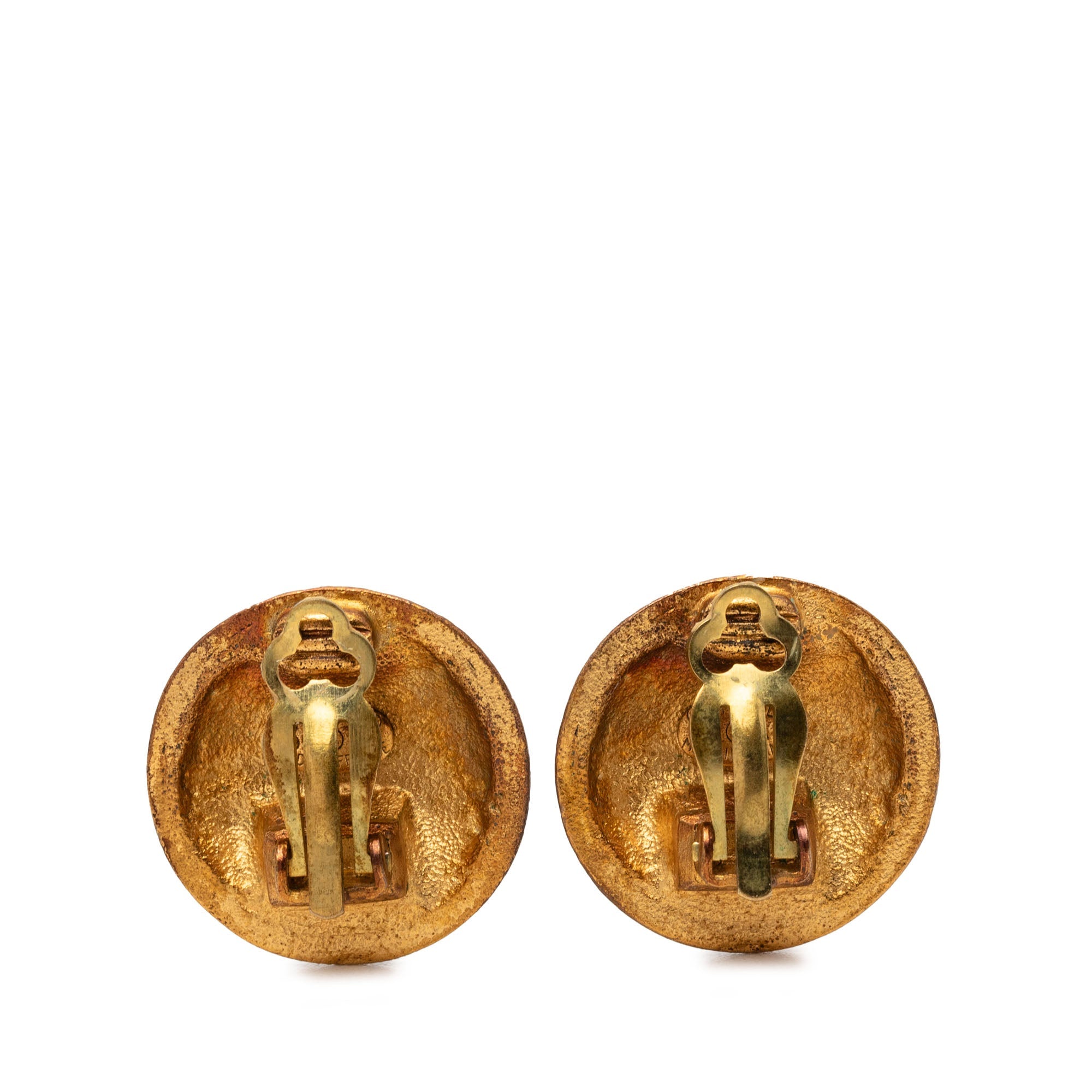 CC Gold Plated Enamel Clip On Earrings