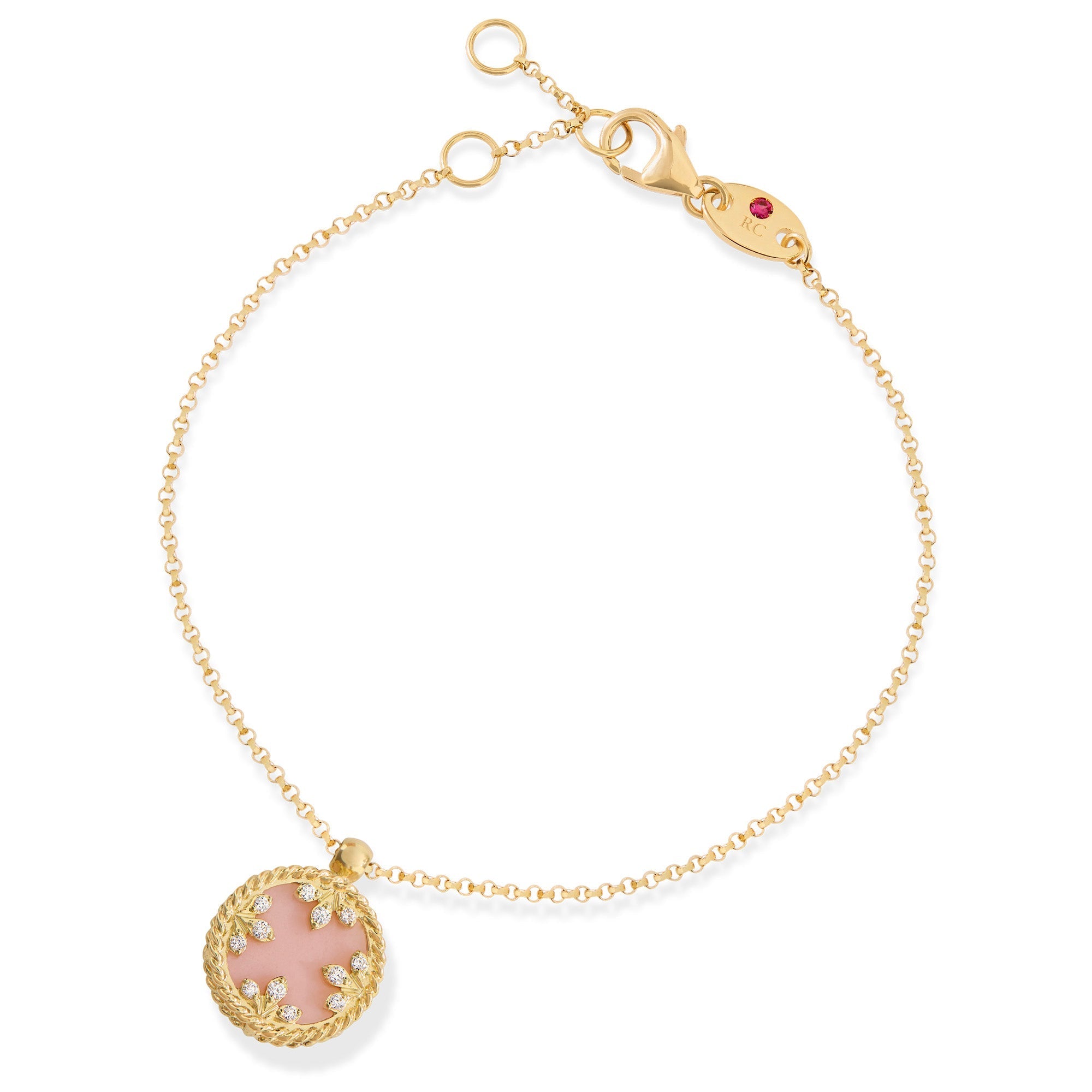 Roberto Coin Pink Opal and Diamond Bracelet — Gold