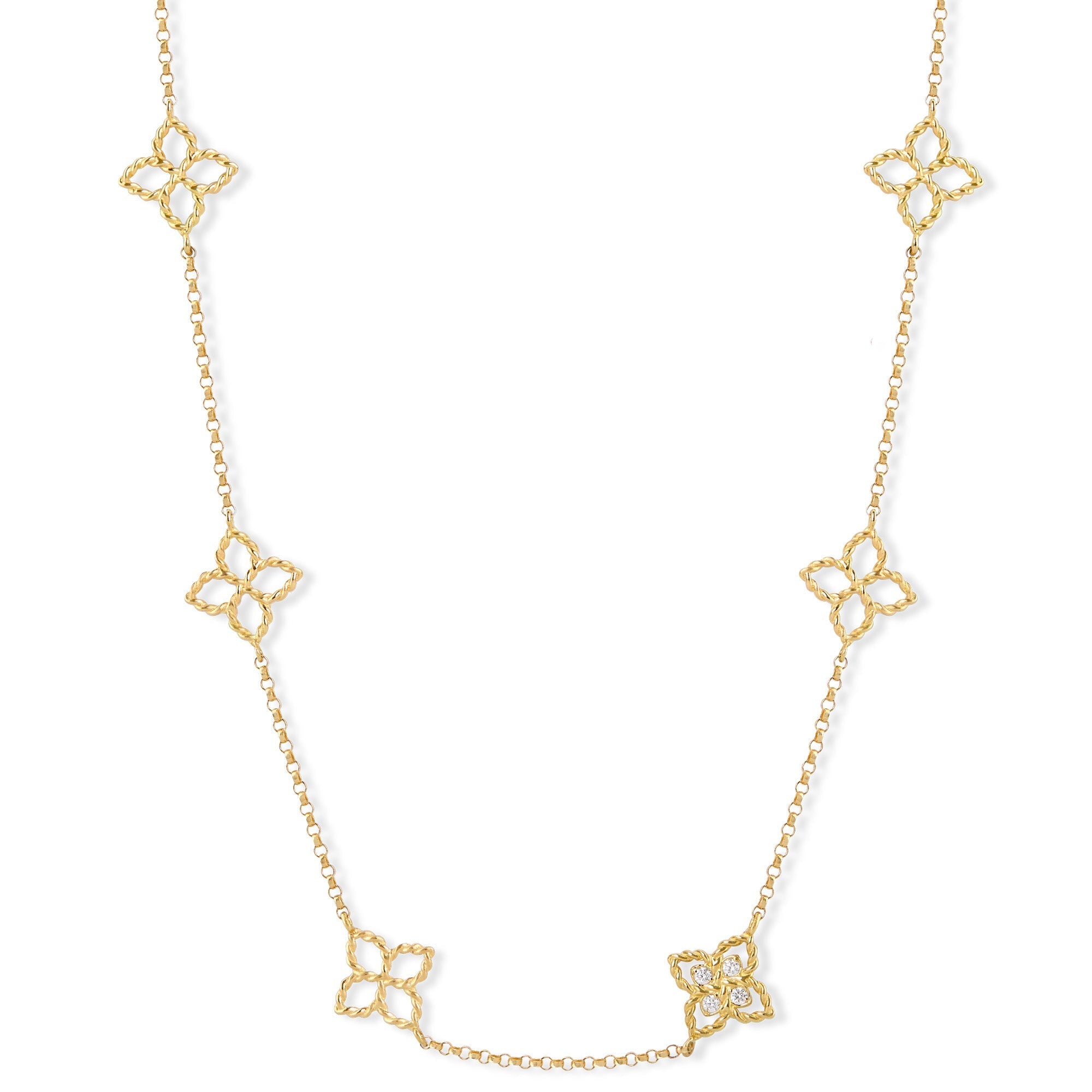 Roberto Coin Diamond Four-Leaf Clover Necklace — Gold