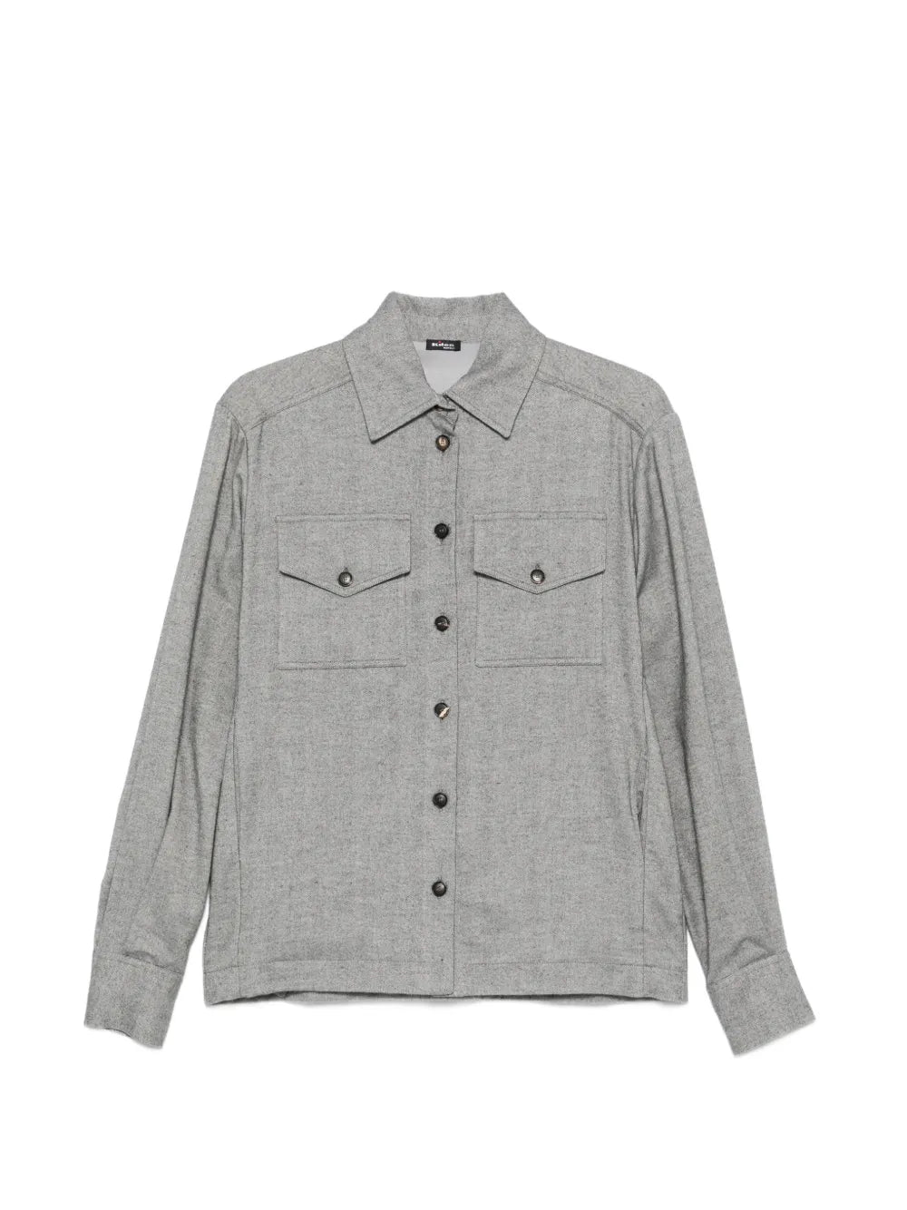 Kiton Herringbone-Pattern Flap-Pocket Shirt — Taupe