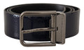 Men's Blue Patent Leather Vernice Silver Logo Buckle Belt