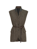 Brunello Cucinelli Chevron Virgin Wool Vest — Olive