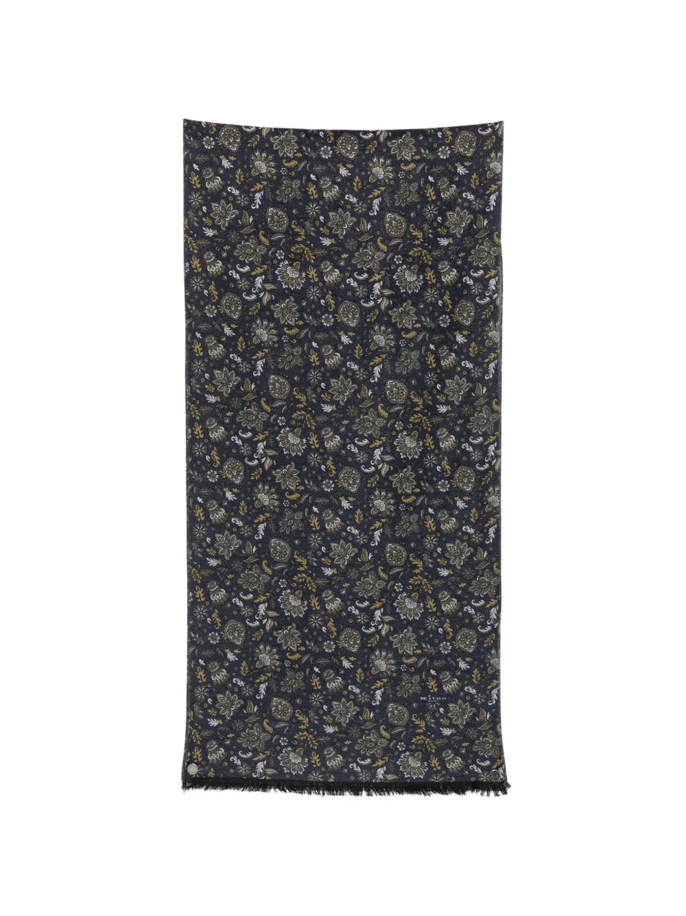 Kiton Paisley Fringed Scarf — Navy