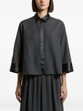 Peserico Satin-Trim Three-Quarter Sleeve Shirt — Charcoal