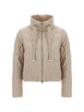 Herno Quilted High-Neck Down Jacket — Beige