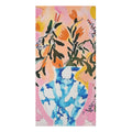 Bright Floral Arrangement in Blue Vase Bath Towel