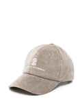 Brunello Cucinelli Corduroy Logo-Embroidered Baseball Cap — Beige
