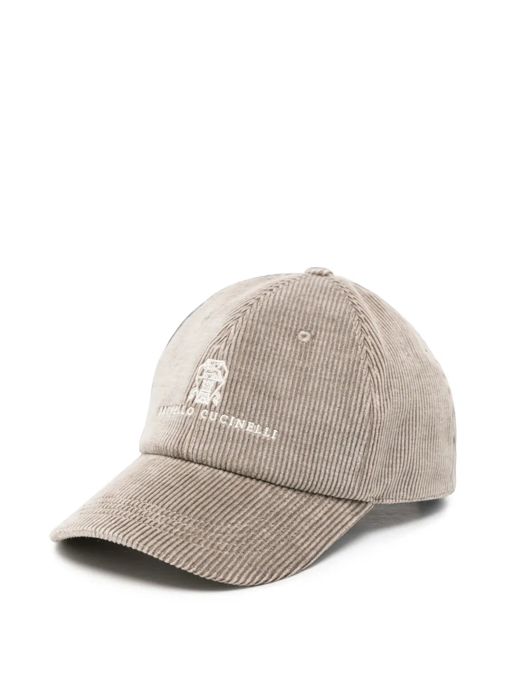 Brunello Cucinelli Corduroy Logo-Embroidered Baseball Cap — Beige
