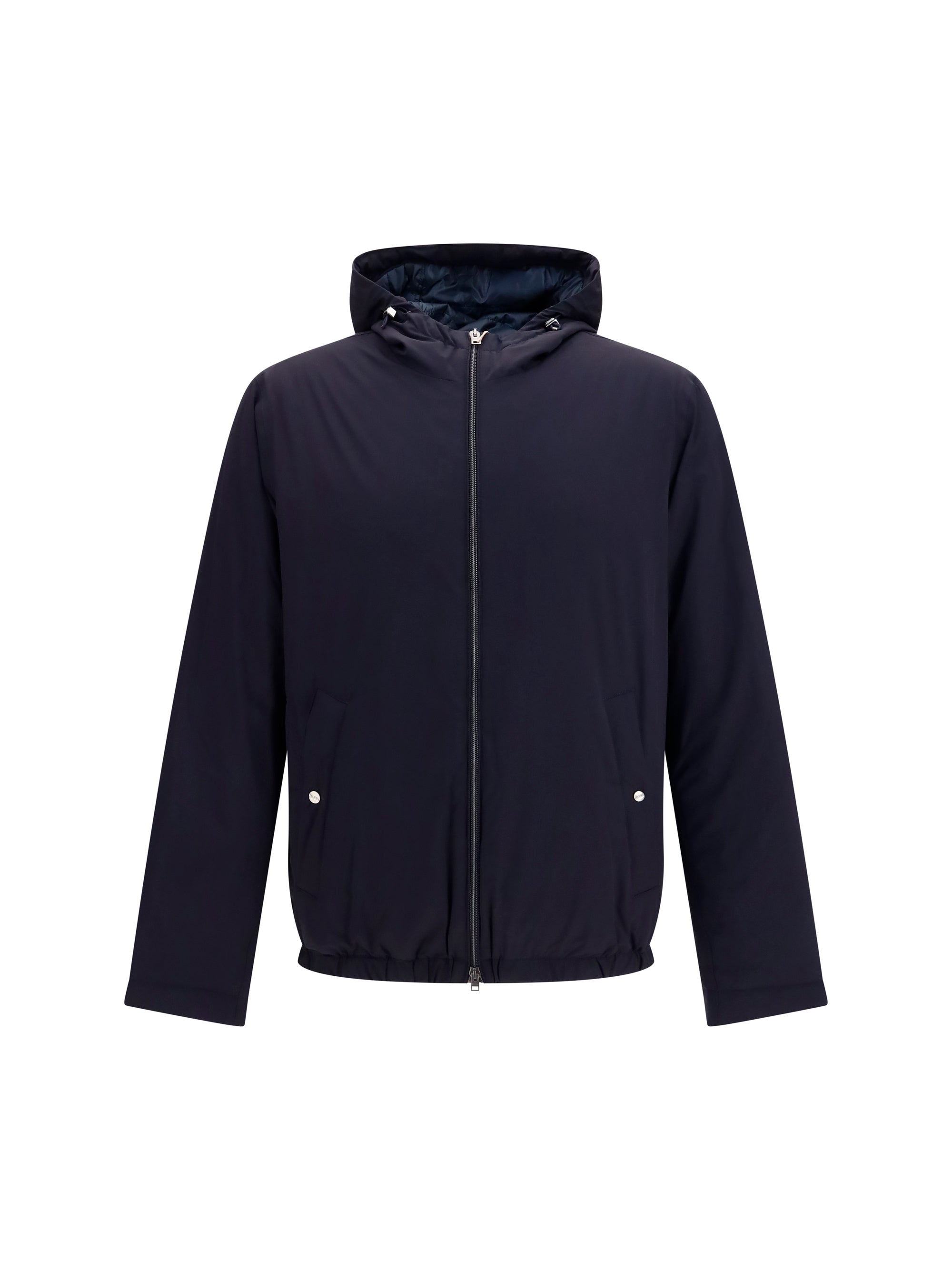 Herno Hooded Nylon Down Down Jacket — Navy