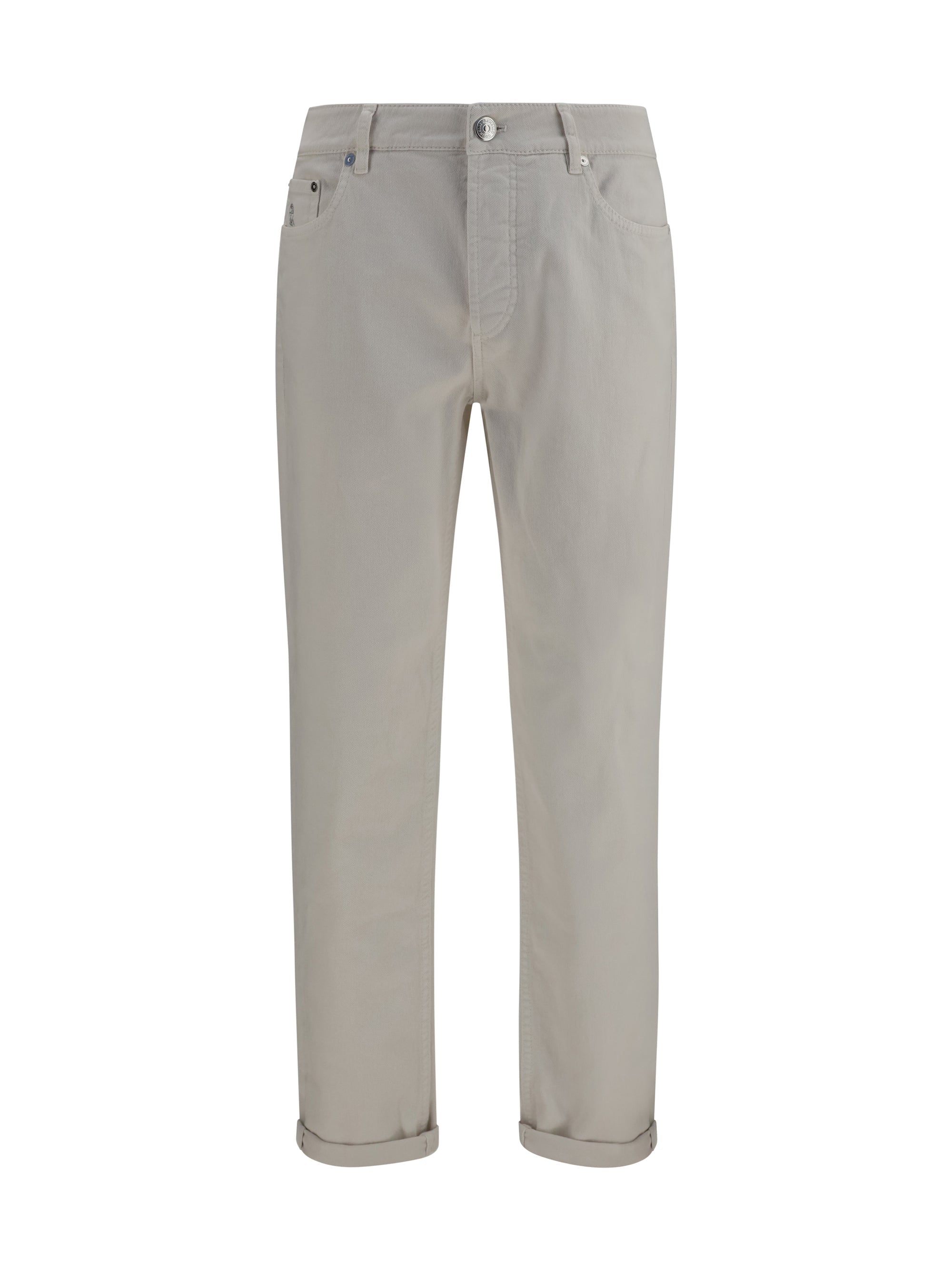 Brunello Cucinelli Turn-Up Hem Cotton Jeans — White