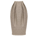 Beige Sculptural Midi Pencil Skirt