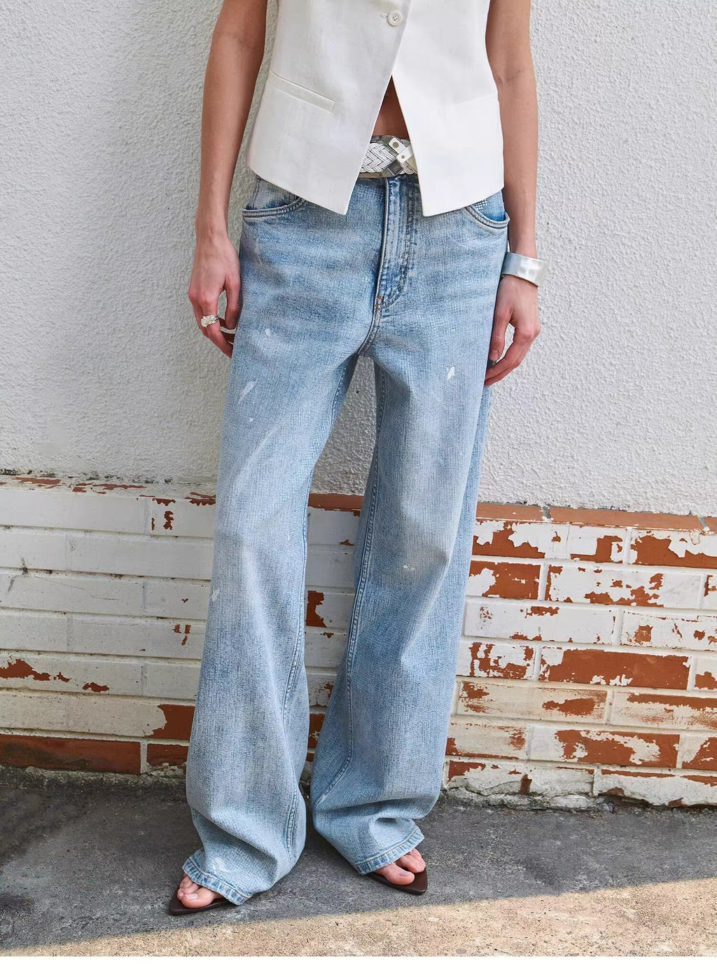 Art Journey distressed dirty dyed Tencel cotton jeans
