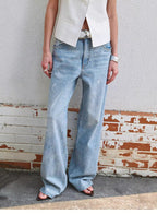 Art Journey distressed dirty dyed Tencel cotton jeans