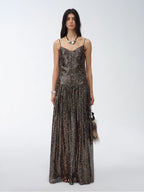 Floating Lights Retro Paisley Print Silk Holiday Sling Dress