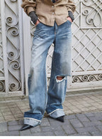 Refreshing West Coast Straight-Cut Selvedge Jeans with Smudged & Splashed Ink Detailing